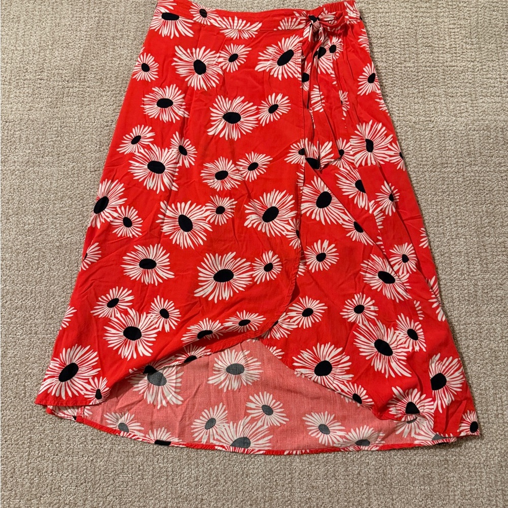 Anthropologie Red and Black Wrap Skirt
